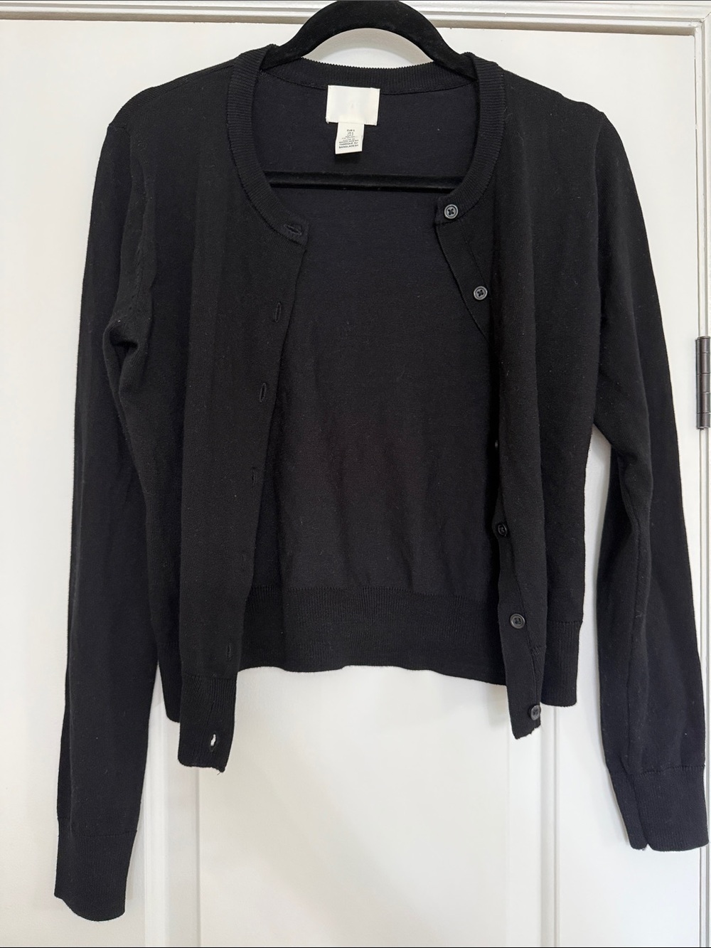 H&M Black Button-Up Crewneck Cardigan